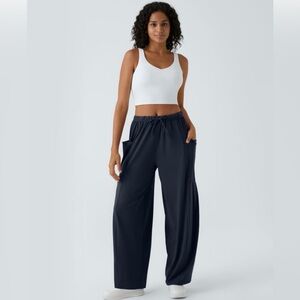 HALARA Elastic Women's Pocket Palazzo Wide Leg Pants - Navy Blue NWT Medium